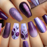 nail art on purple nails